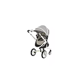 White And Brown Frame Baby Stroller With Black Wheels And Plush Seat