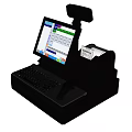 Modern POS Computer System With Touchscreen Monitor Barcode Scanner Keyboard And Printer 3d model