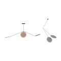 Modern Multiple Pendant Lights with Circular Oval Shapes Metallic Frames Mesh Shades Silver Beige
