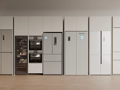 Modern Kitchen Cabinets With Combined Appliances And Functional Storage Design 3d model