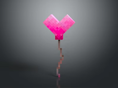 Pixelated Pink Heart Shaped Decorative Home Accessory For Interior Decoration 3d model