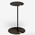 Modern Minimalist Black Side Table With Two Circular Tops And Metal Stand