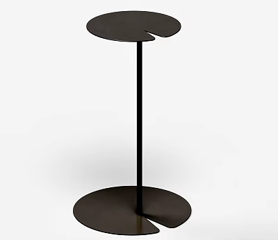 Modern Minimalist Black Side Table With Two Circular Tops And Metal Stand 3d model