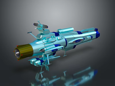 Modern Military Weapon With Blue Green Exterior Multiple Components And Navigation Antenna 3d model