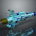 Modern Military Weapon With Blue Green Exterior Multiple Components And Navigation Antenna