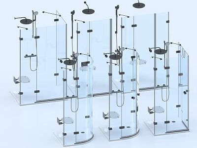 Modern Bathroom Accessories Featuring Shower Heads Faucets Shelves And Hooks For Home Bathrooms 3d model