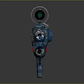 Sci Fi Blue Weapon with Scope Circular Component and Glowing Core Design 3d model