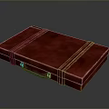 Red Leather Suitcase With Classic Design Stitching Details And Leather Handle