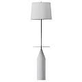 Modern Minimalist Floor Lamp With White Fabric Shade Black Metal Stand And Round Conical Base