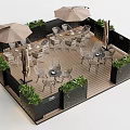 Outdoor Patio Dining Sets With Umbrellas Green Plants And Wooden Deck