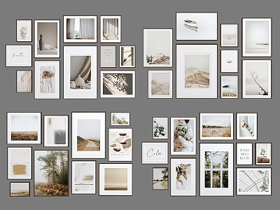 Modern Photo Wall Interior Design With Mixed Frames And Art Prints For Home Decor 3d model
