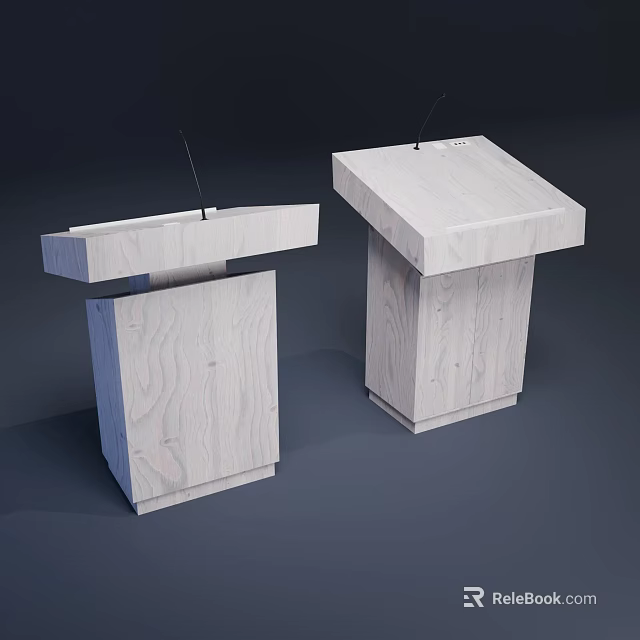 Two Natural Wood Podiums With Microphones In Different Modern Designs 3d model 