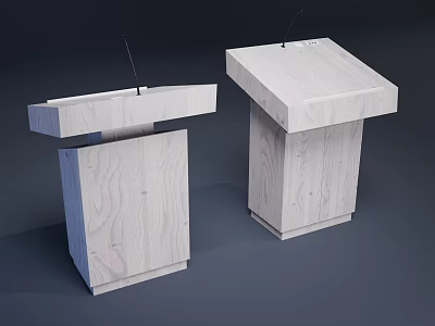 Two Natural Wood Podiums With Microphones In Different Modern Designs 3d model