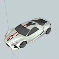 Silver Sports Car with Red Stripes Driving on Race Track Sleek Body Design