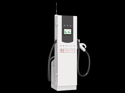 Industrial Electric Vehicle Charging Station With Display Screen And Charging Cable 3d model