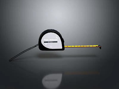 Essential Household Tape Measure With Black White Case And Yellow Measuring Scale 3d model