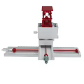 Industrial Mechanical Device With Silver Base Red Rails And Top Components 3d model