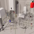Complete Industrial Equipment System Featuring Pipes Valves Tanks And Control Components
