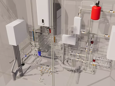 Complete Industrial Equipment System Featuring Pipes Valves Tanks And Control Components 3d model