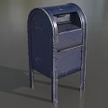 Public Facility Blue Metal Mailbox with Curved Top and Legs Design