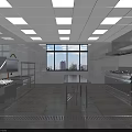 Modern Commercial Restaurant Kitchen With Stainless Steel Appliances Large Windows And Tile Floor