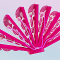 Pink Fan Shaped Decoration Composed Of Multiple Small Fans With White Patterns