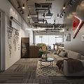 Modern Public Office Space Interior With Ergonomic Chairs Desks Computers Wall Art And Ceiling Lights