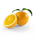 Fresh Ripe Oranges With Whole And Sliced Pieces And Green Leaves