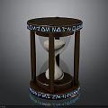 Vintage Wooden Hourglass With Glass Sand Container And Decorative Inscriptions