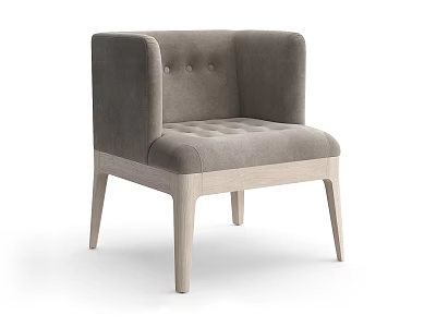 Light Gray Fabric Accent Chair With Button Tufted Back And Wooden Legs 3d model