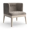 Light Gray Fabric Accent Chair With Button Tufted Back And Wooden Legs