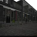 Traditional Chinese Garden Landscape With Stone Path Courtyard And Ancient Buildings