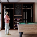 Modern Billiards Room Family Billiards Room Fitness Equipment Table Rod Display Cabinet 3d model