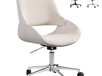 Modern Home Office Desk And Chair Set With Fabric Seat And Swivel Wheels 3d model