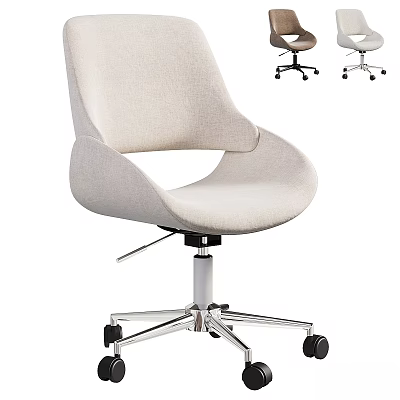 Modern Home Office Desk And Chair Set With Fabric Seat And Swivel Wheels 3d model