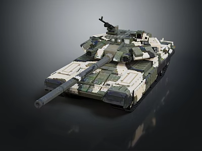 Modern Military Armored Vehicle Tank with Camouflage Paint and Main Battle Cannon 3d model