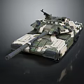 Modern Military Armored Vehicle Tank with Camouflage Paint and Main Battle Cannon