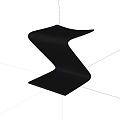Modern Sleek Black Z Shaped Stool With Smooth Metallic Finish And Contemporary Design