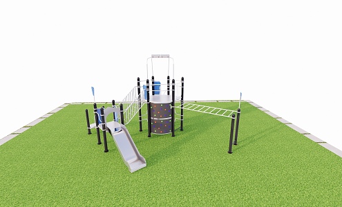 Modern slide iron slide children slide 3d model