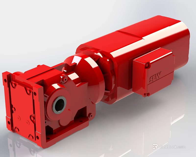High Quality Red Industrial Reducer Equipment Featuring Metal Housing and Connection Components 3d model 