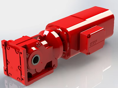High Quality Red Industrial Reducer Equipment Featuring Metal Housing and Connection Components 3d model