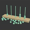 Wooden Abacus with Beads on Rods and Wooden Base as Daily Living Essential