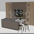 Modern Kitchen Interior With Sleek Cabinets Island Countertop Appliances And Potted Plant