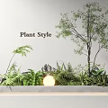 Micro Landscape Design With Plant Style Green Plants Illuminated Sphere And Stone Elements 3d model