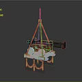 Pixel Art Cannon Model With Orange Stand Black Body And White Base