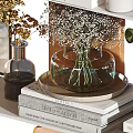 Elegant Modern Ornamental Decor Set With Vases Books Diffusers And Green Plants 3d model