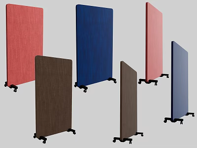 Modern Mobile Fabric Room Partitions In Various Colors For Office Home With Wheels 3d model