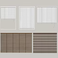 Brown Window Blinds in Various Styles with Open and Closed States 3d model