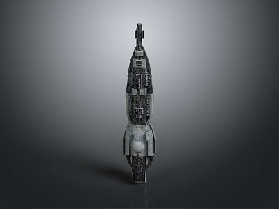 Modern Abstract Black Sculpture With Vertical Geometric Structure And Textured Surface 3d model