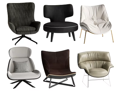 Multiple Modern Accent Chairs With Different Styles Various Colors And Comfortable Seats 3d model